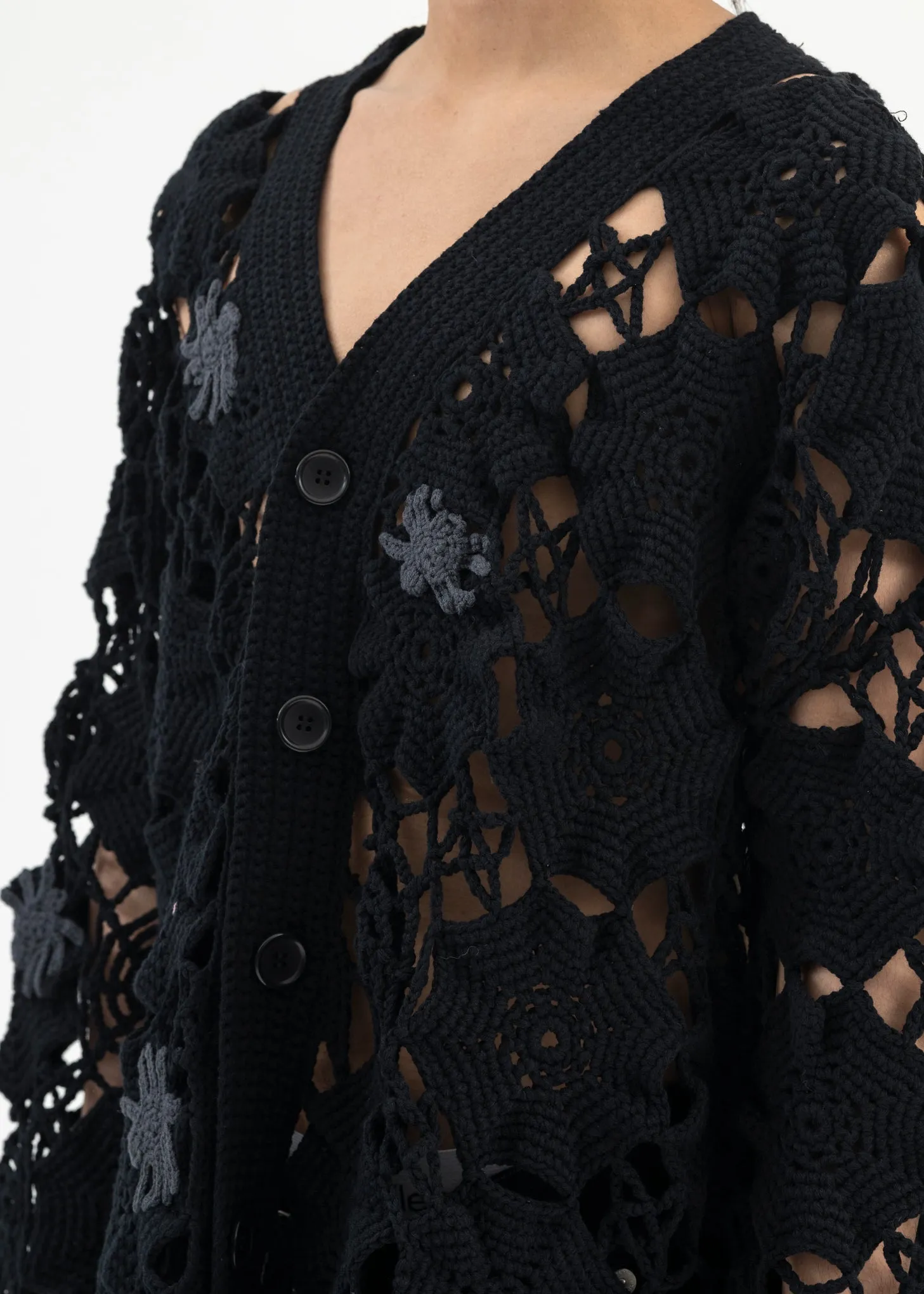 BLACK SPIDER KNIT CARDIGAN COLLABORATION WITH RURUMU:
