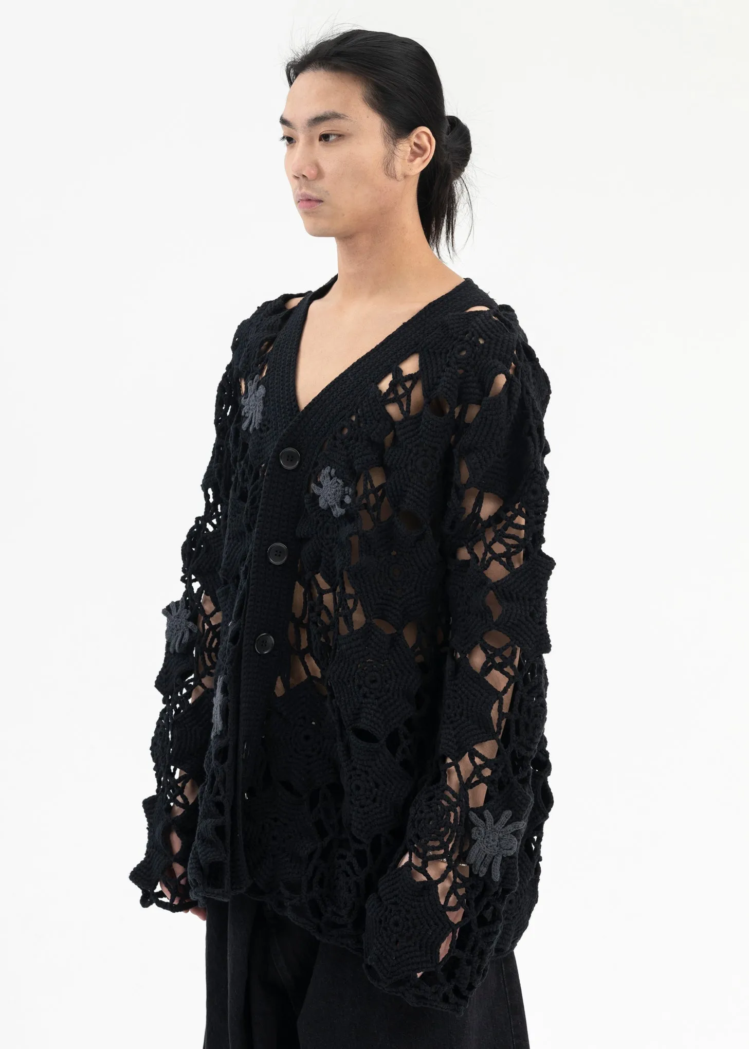 BLACK SPIDER KNIT CARDIGAN COLLABORATION WITH RURUMU: