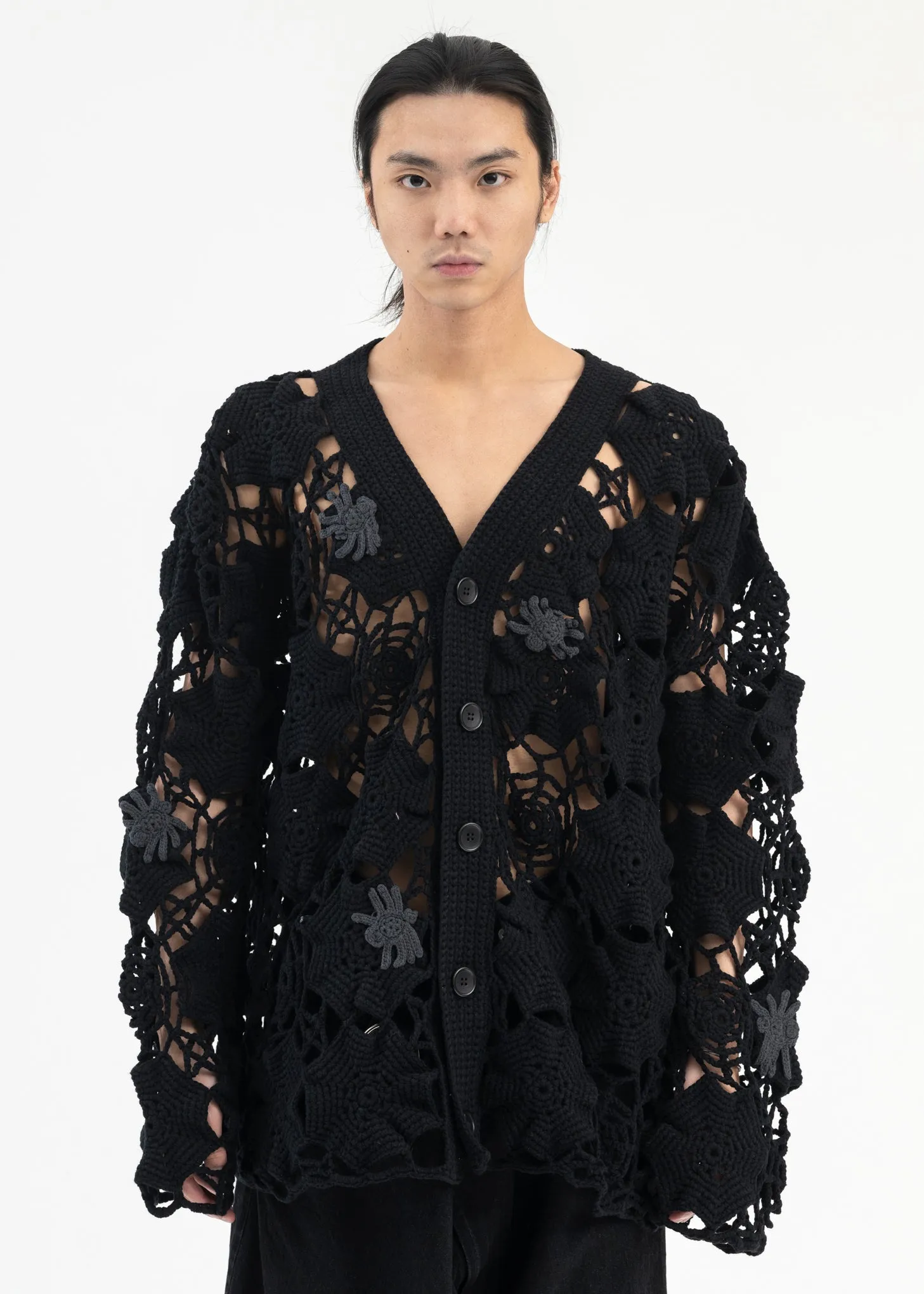 BLACK SPIDER KNIT CARDIGAN COLLABORATION WITH RURUMU: