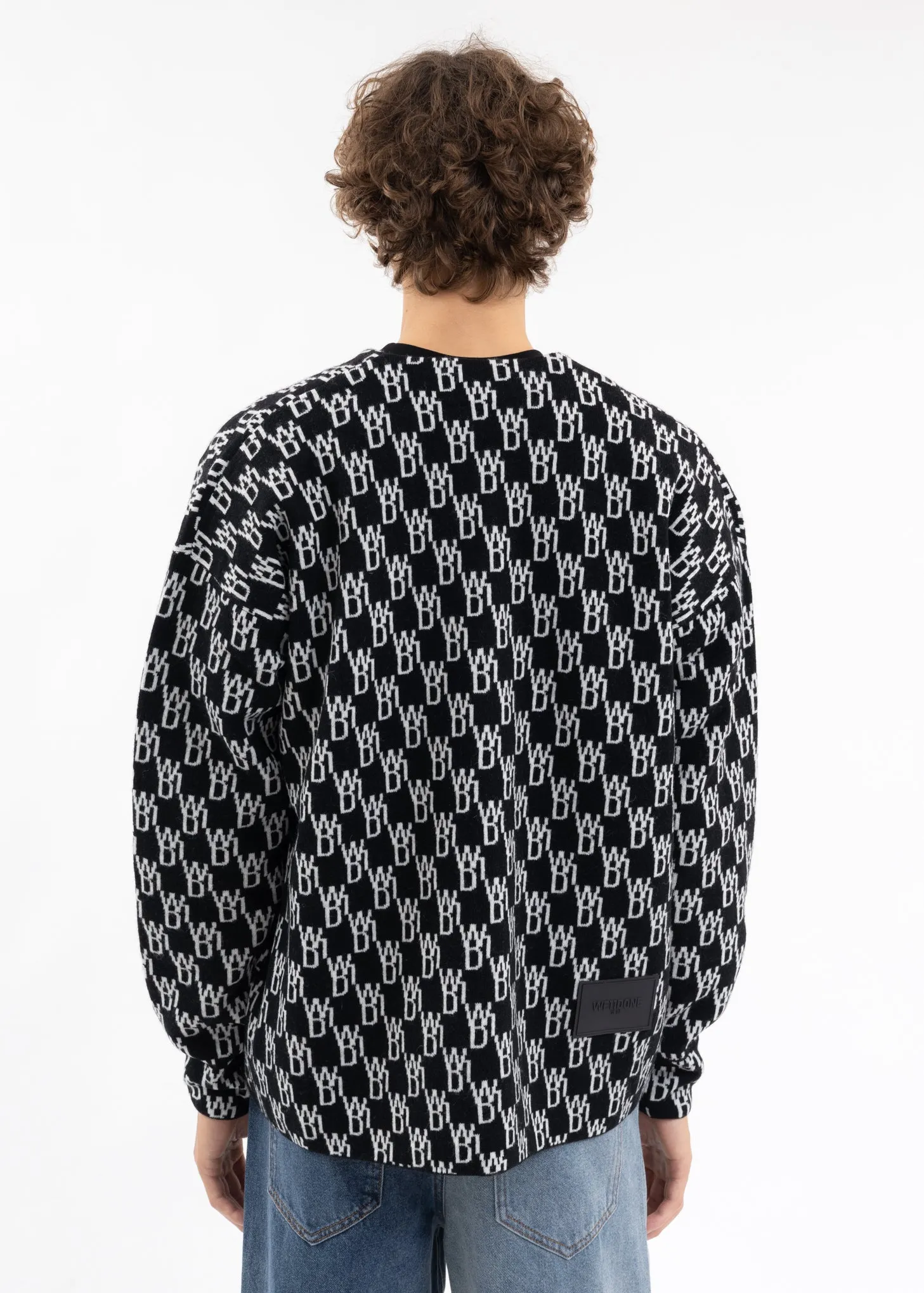BLACK WD1 GRAPHIC KNIT CARDIGAN
