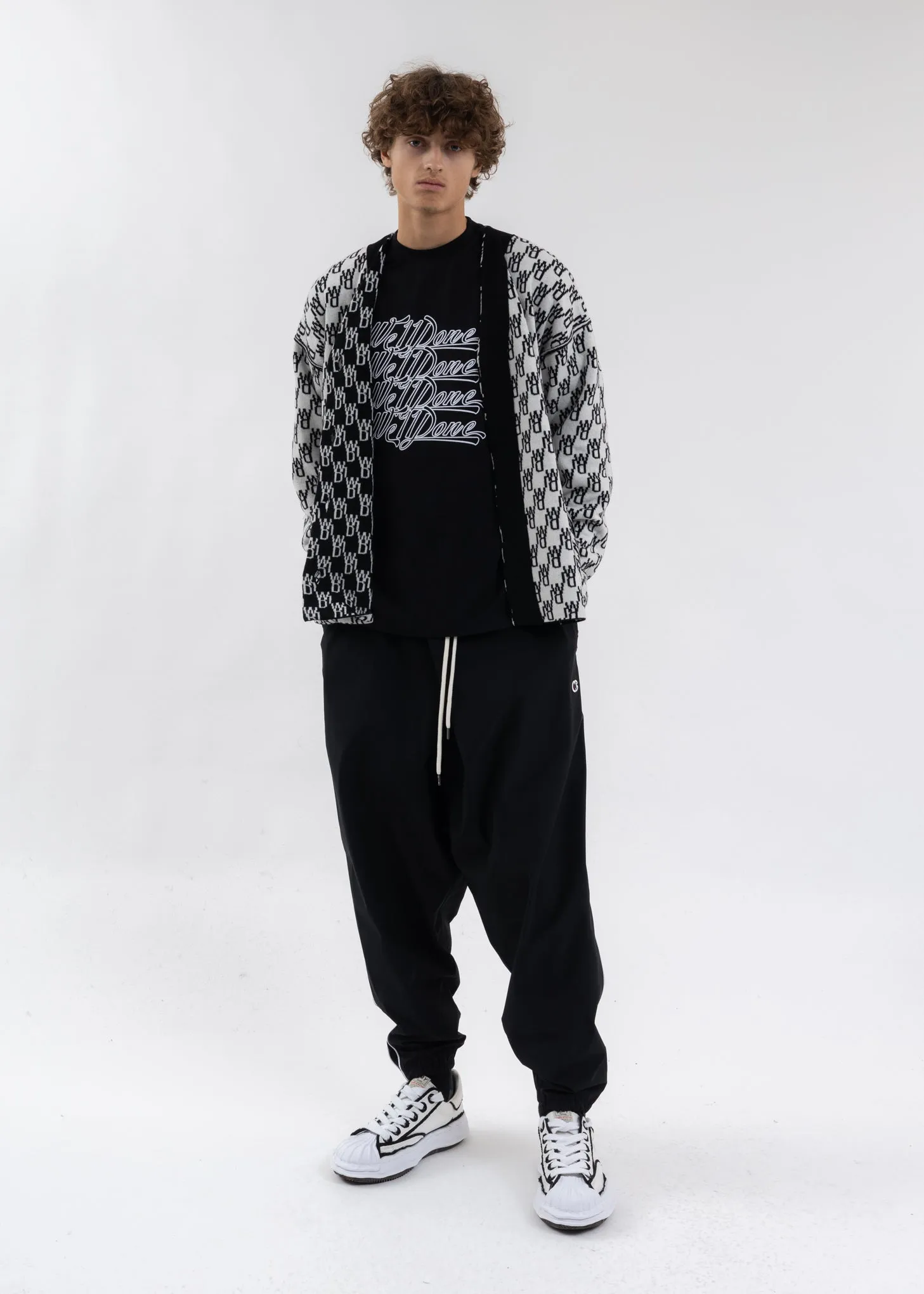 BLACK WD1 GRAPHIC KNIT CARDIGAN