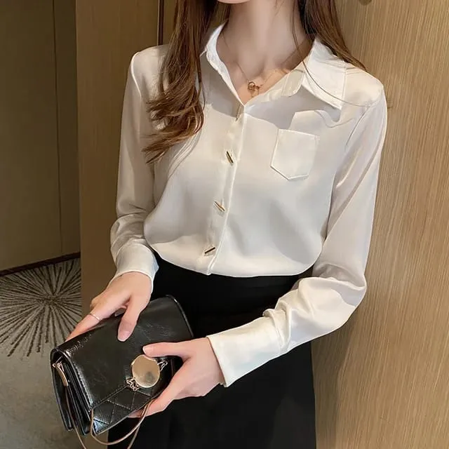 Blusas New Women's Shirt Classic Chiffon Blouse Female Plus Size Loose Long Sleeve Shirts S X4870590