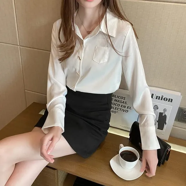 Blusas New Women's Shirt Classic Chiffon Blouse Female Plus Size Loose Long Sleeve Shirts S X4870590