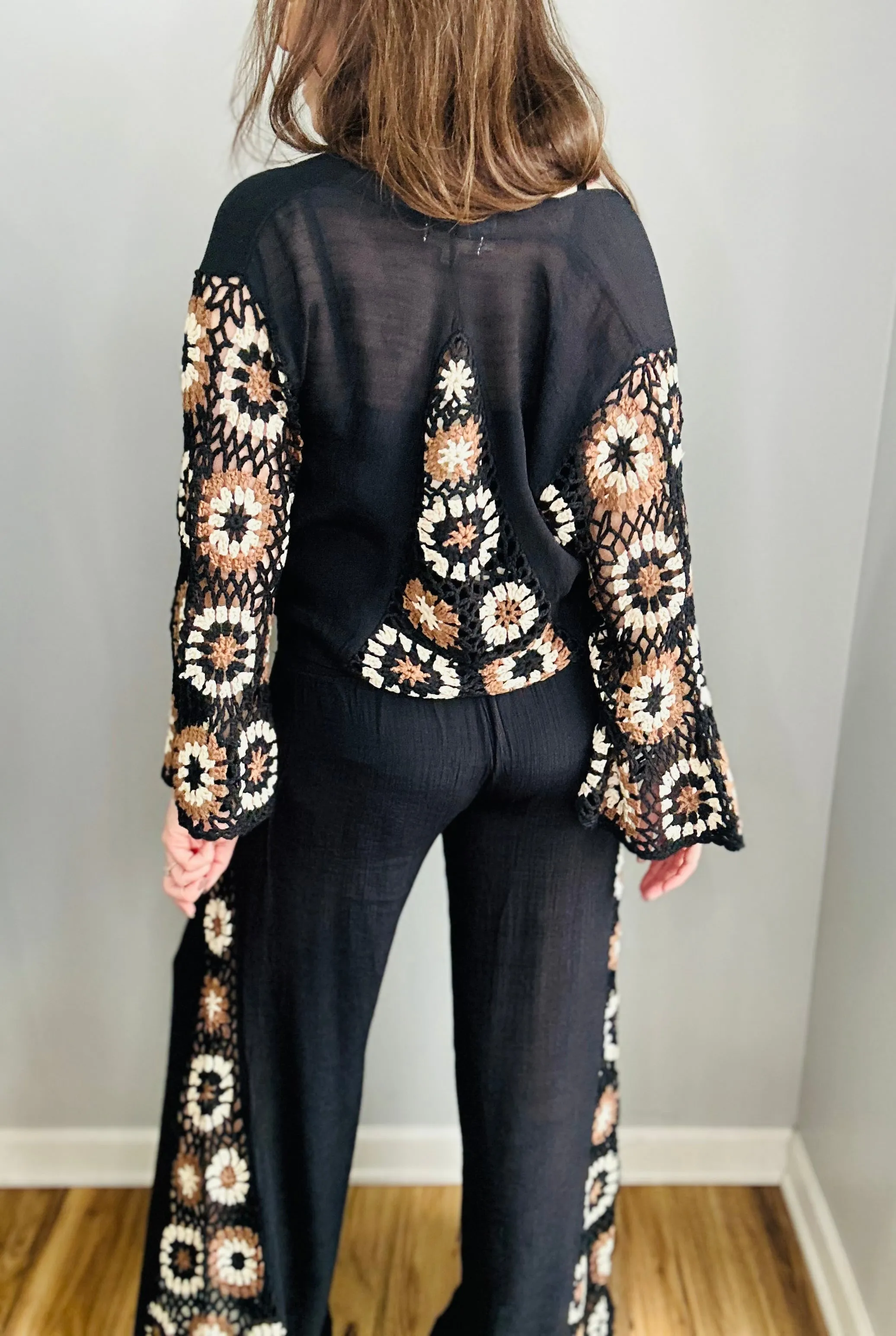 Boho-Chic Crochet Trim Pants