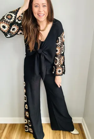 Boho-Chic Crochet Trim Pants