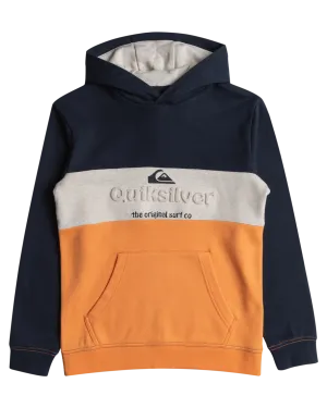 Boys Embroidered Block Hoodie in Navy Blazer