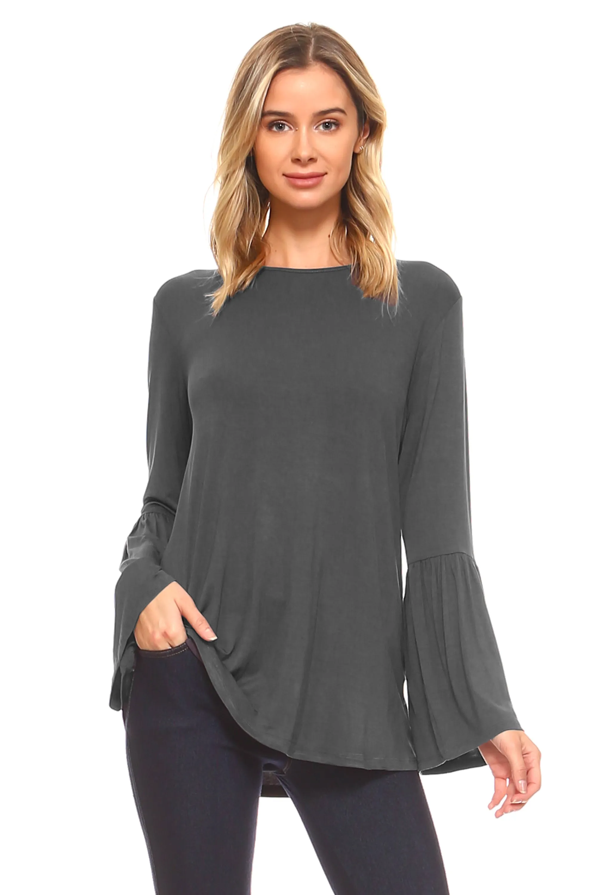 Breezy Does It Bell Sleeve Knit Top