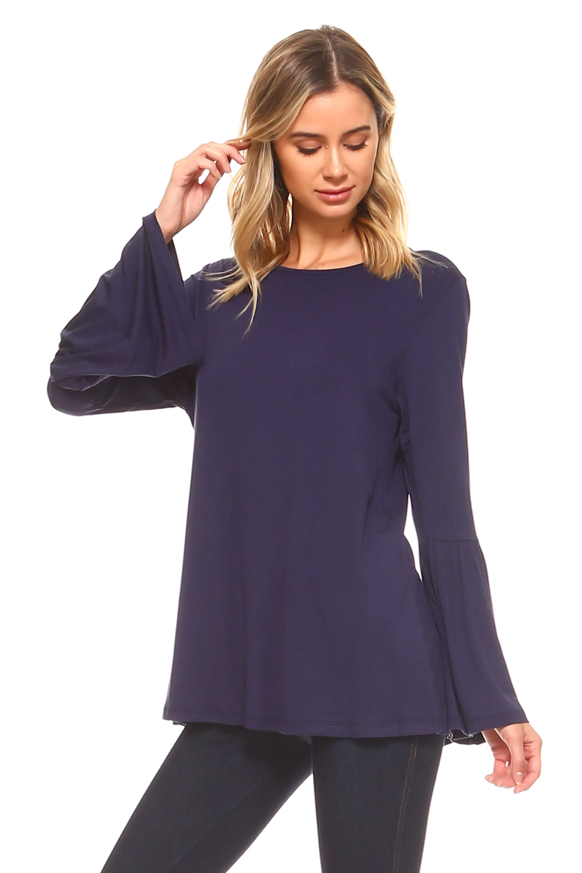 Breezy Does It Bell Sleeve Knit Top