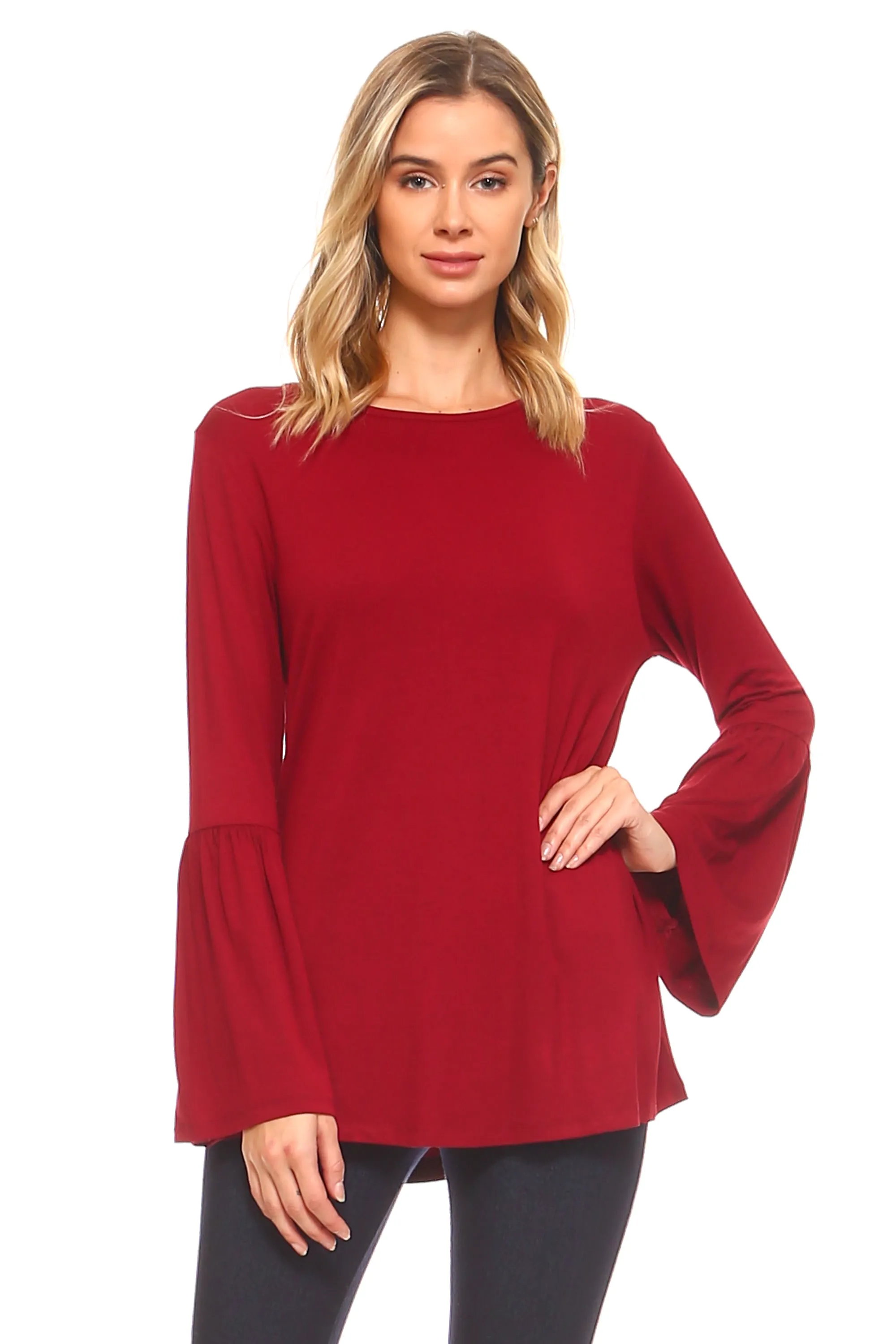 Breezy Does It Bell Sleeve Knit Top