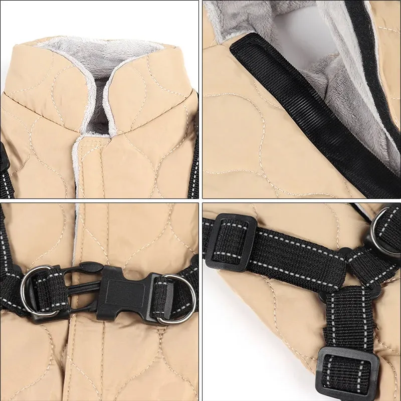BrightPaw™ Reflective Dog Coat with Harness - Winter Jacket