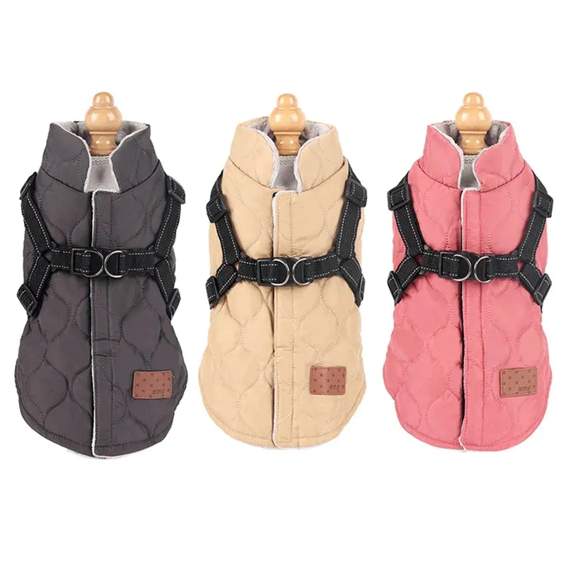 BrightPaw™ Reflective Dog Coat with Harness - Winter Jacket