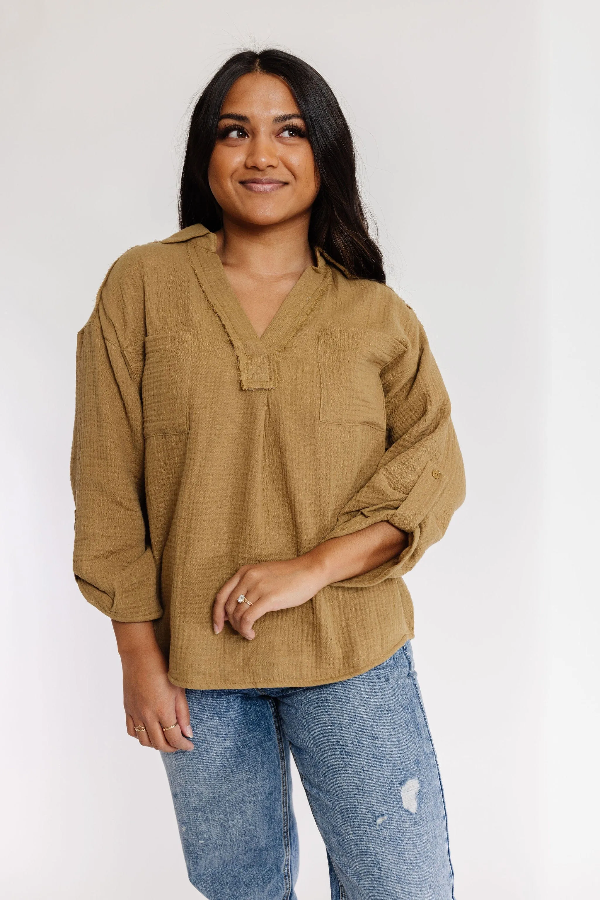 Celeste Blouse in Moss