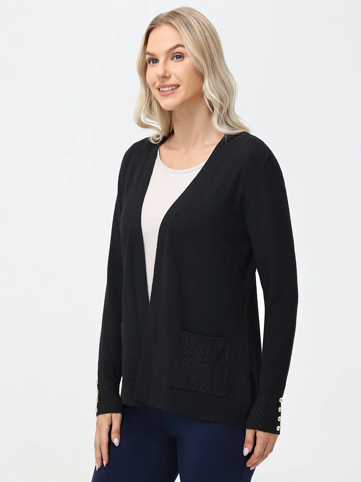 Chevron Open Front Cardigan