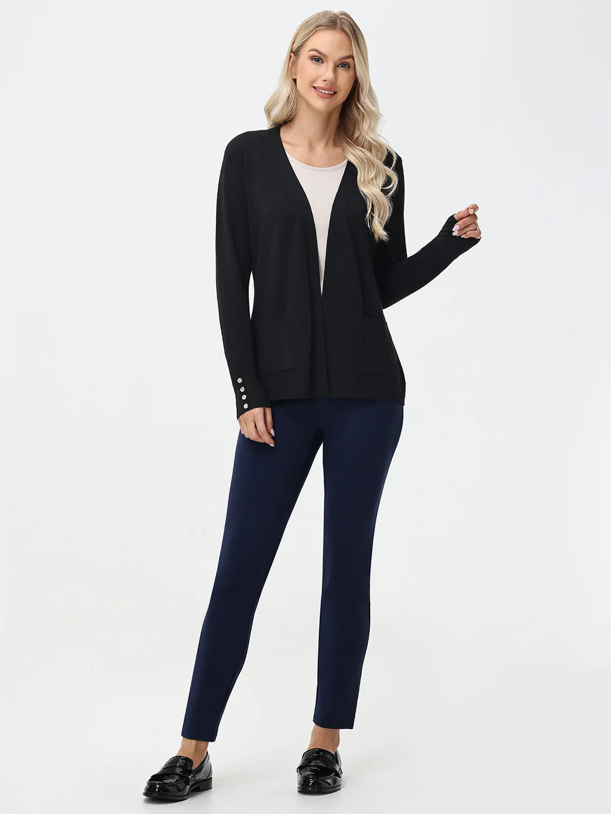 Chevron Open Front Cardigan