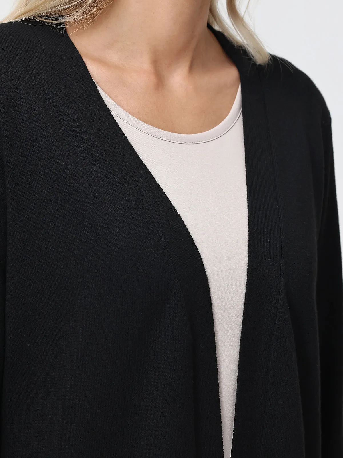 Chevron Open Front Cardigan