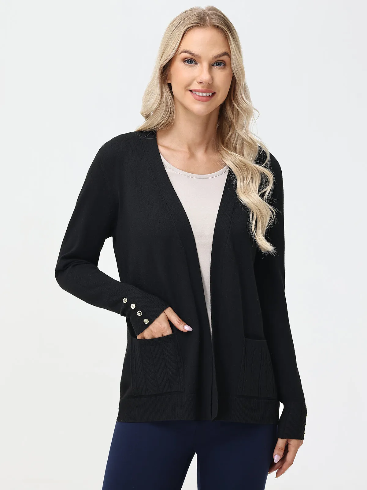 Chevron Open Front Cardigan