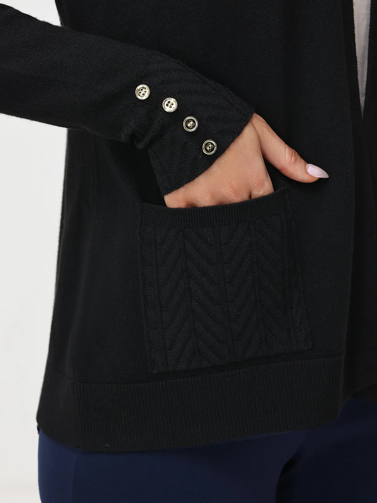 Chevron Open Front Cardigan
