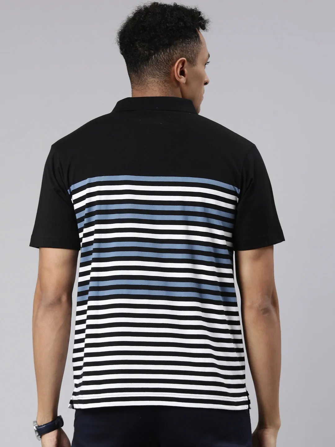 Classic Polo Men's Half Sleeve Black/White Polo Neck Cotton Blend Authentic Fit T-Shirt | AVON - 576 B AF P