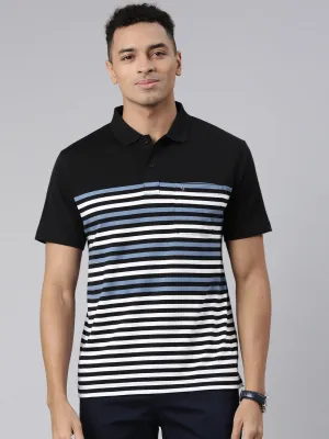 Classic Polo Men's Half Sleeve Black/White Polo Neck Cotton Blend Authentic Fit T-Shirt | AVON - 576 B AF P