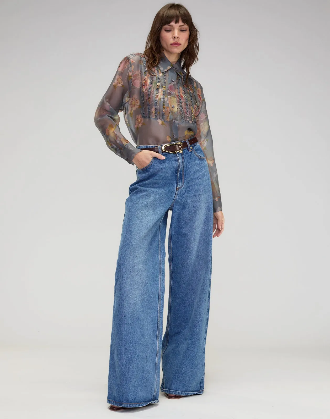 Claude Silk Organza Tuxedo Shirt