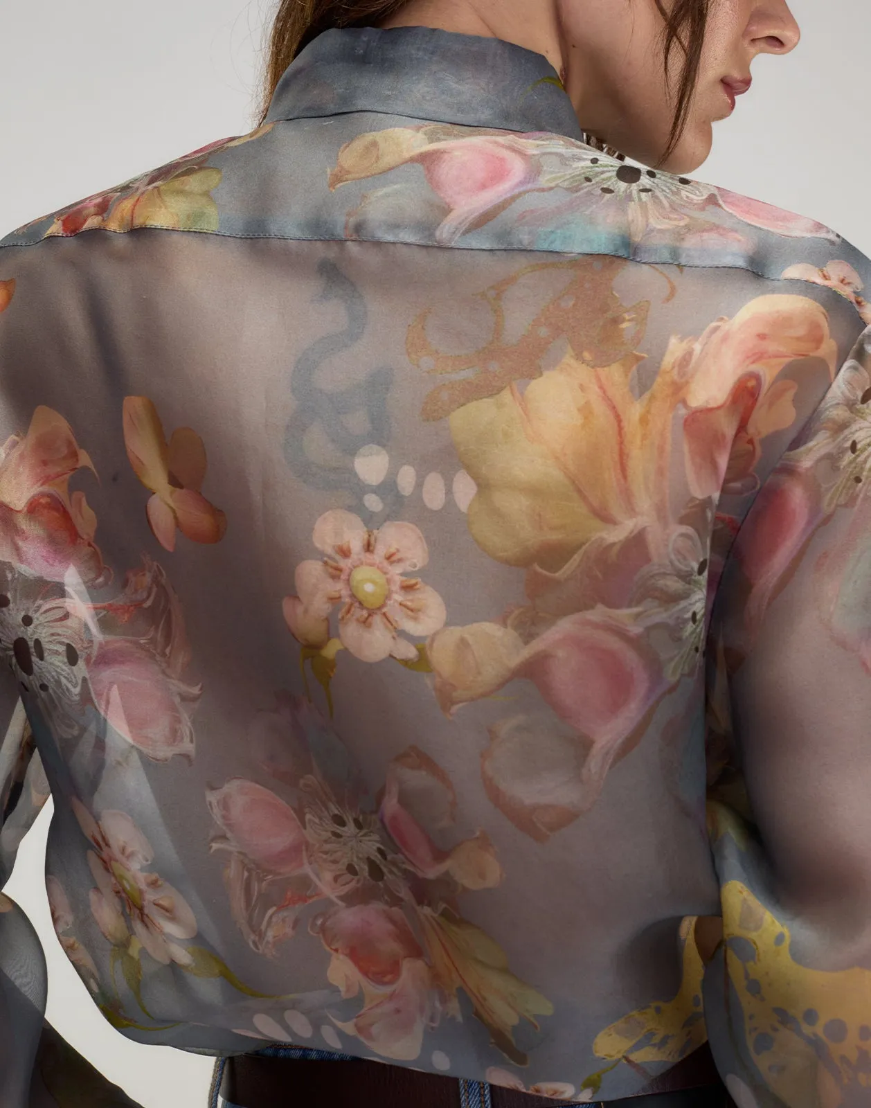 Claude Silk Organza Tuxedo Shirt
