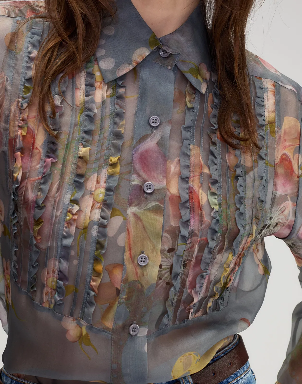 Claude Silk Organza Tuxedo Shirt