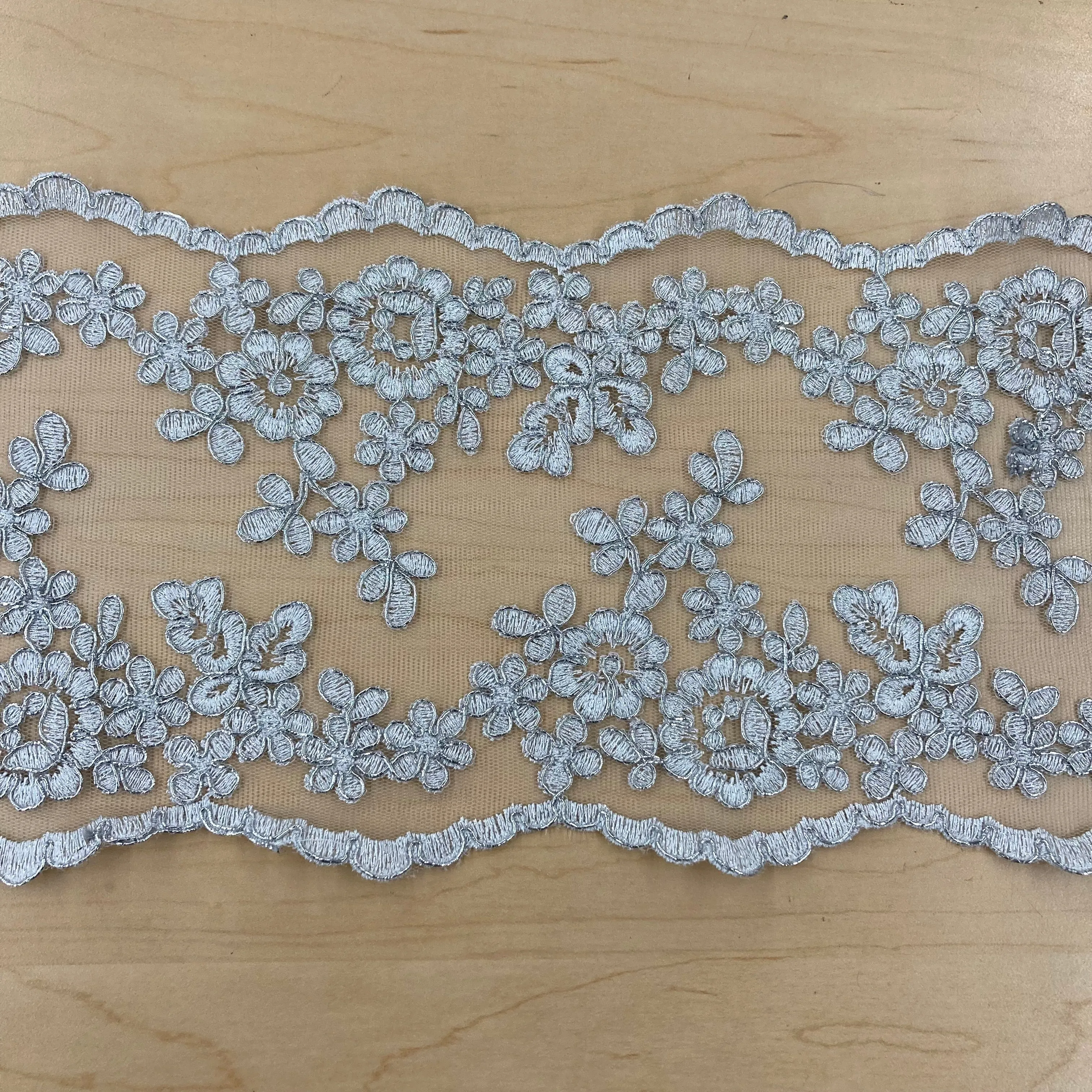 Corded Double Sided Lace Trimming Embroidered on 100% Polyester Net Mesh | Lace USA - 97121W/2