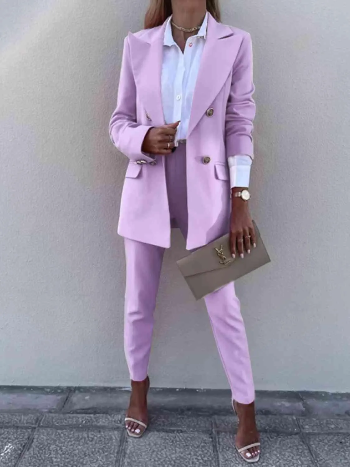 Corporate Chic Long Sleeve Blazer and Pants Set