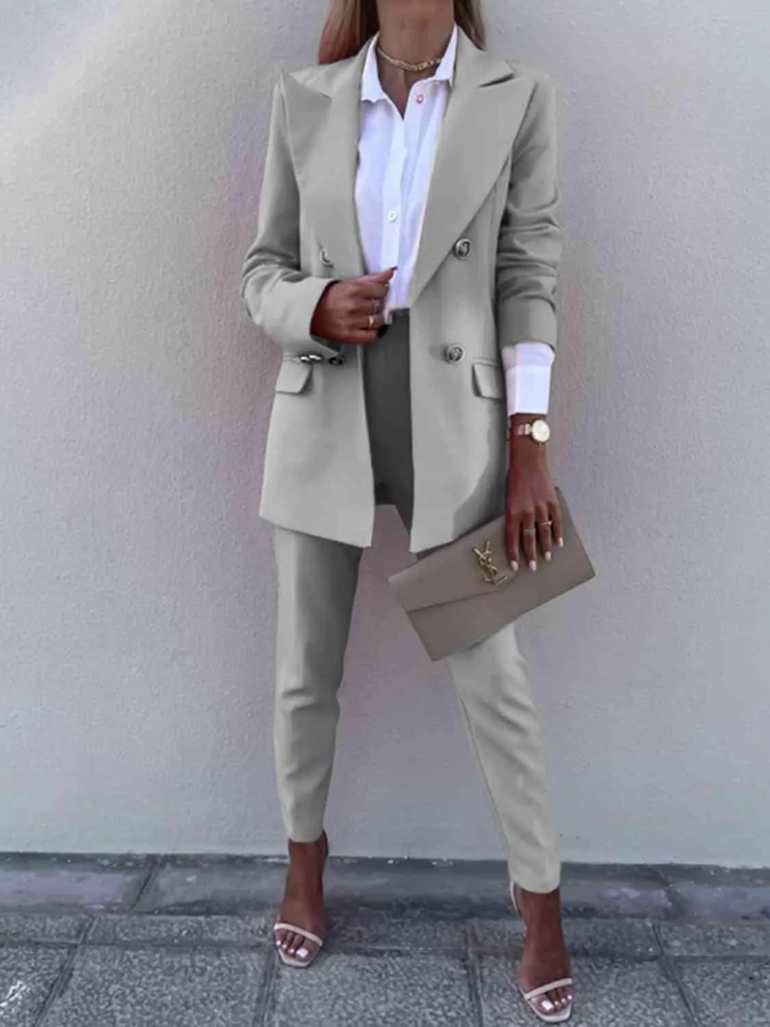 Corporate Chic Long Sleeve Blazer and Pants Set