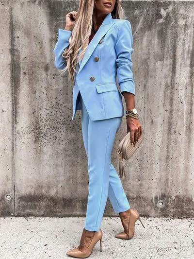 Corporate Chic Long Sleeve Blazer and Pants Set