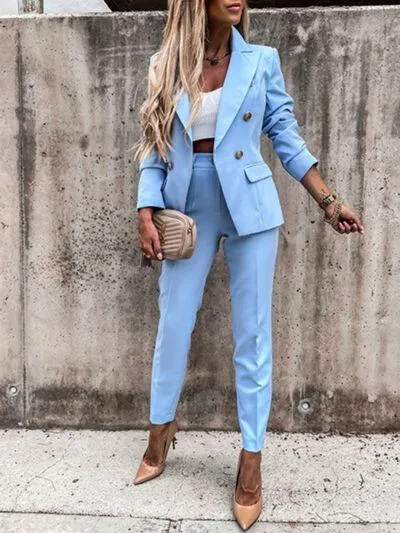 Corporate Chic Long Sleeve Blazer and Pants Set