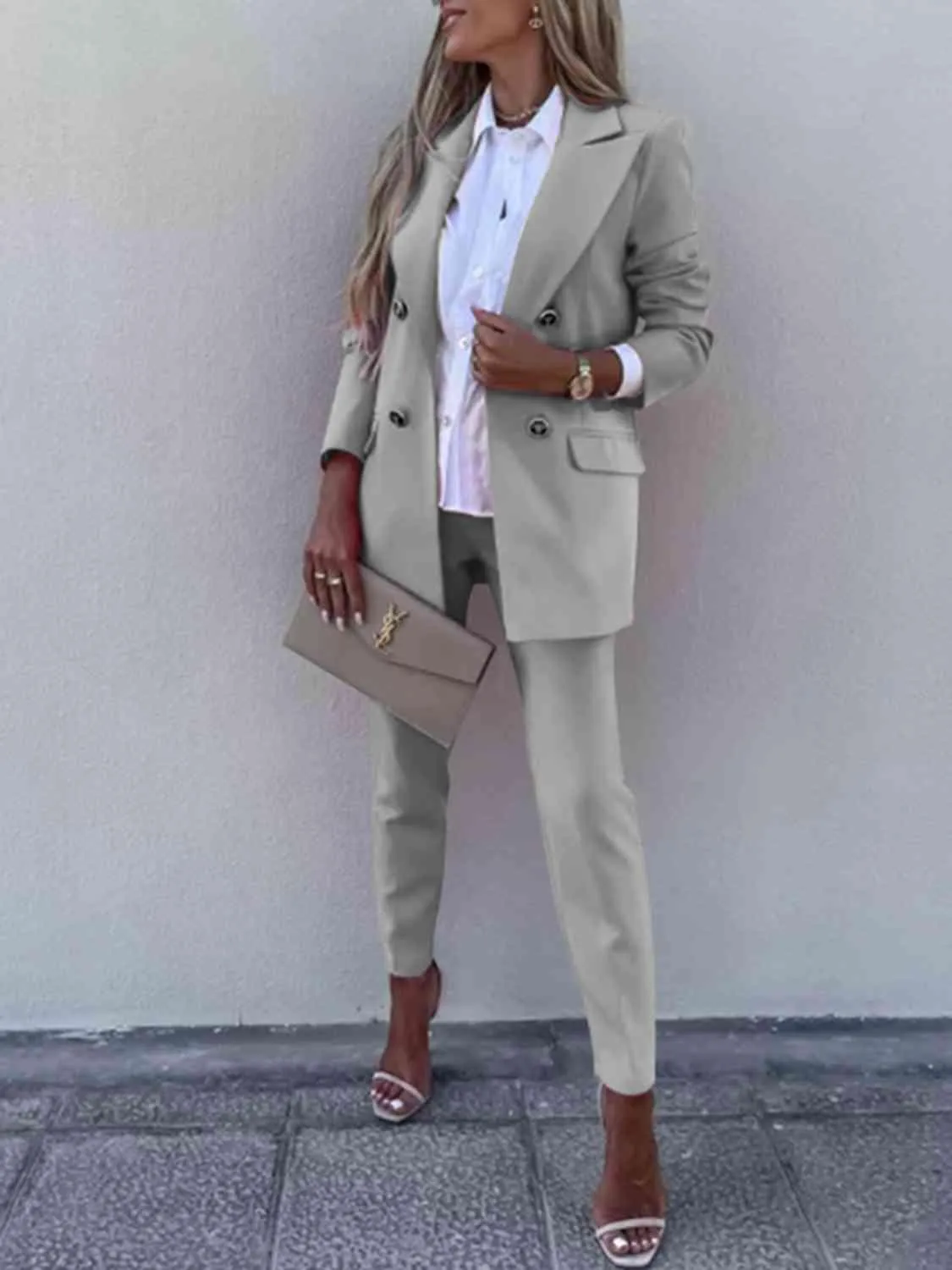 Corporate Chic Long Sleeve Blazer and Pants Set
