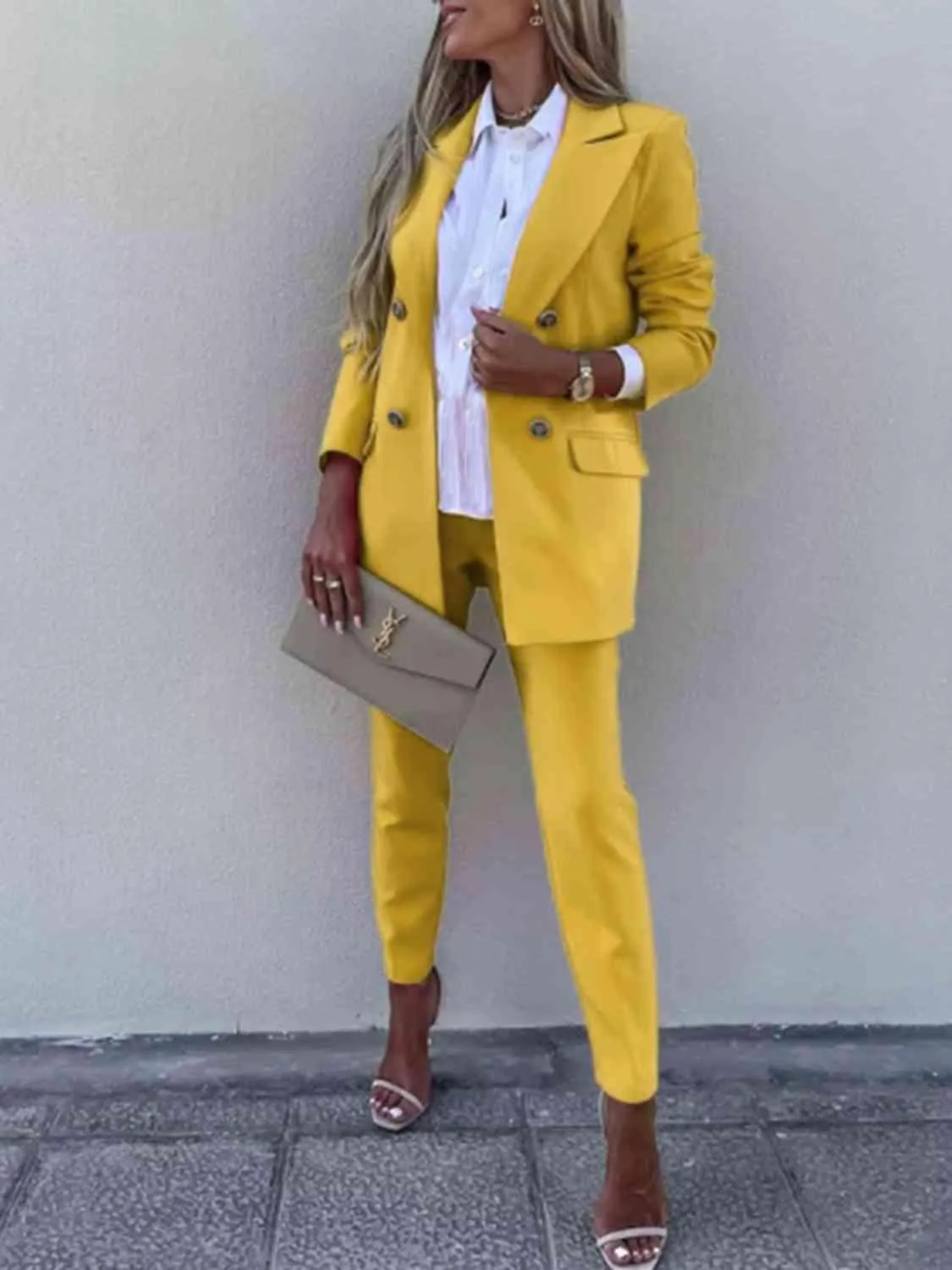 Corporate Chic Long Sleeve Blazer and Pants Set