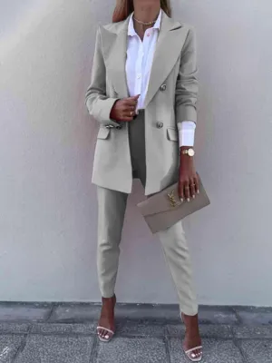 Corporate Chic Long Sleeve Blazer and Pants Set