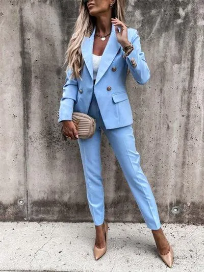 Corporate Chic Long Sleeve Blazer and Pants Set