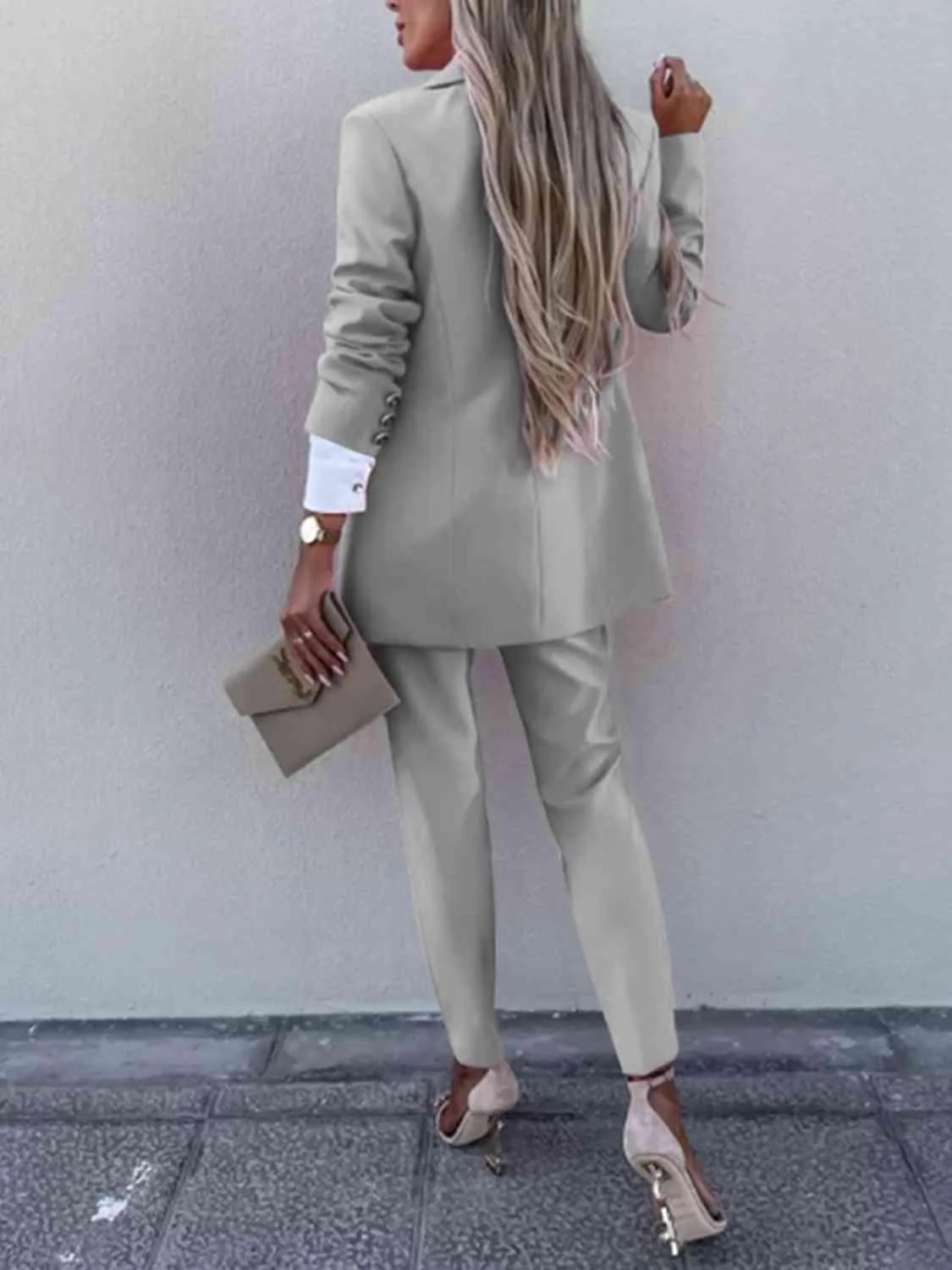 Corporate Chic Long Sleeve Blazer and Pants Set
