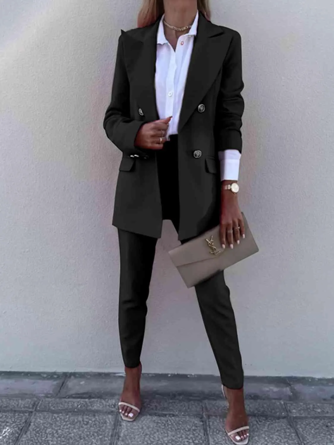 Corporate Chic Long Sleeve Blazer and Pants Set