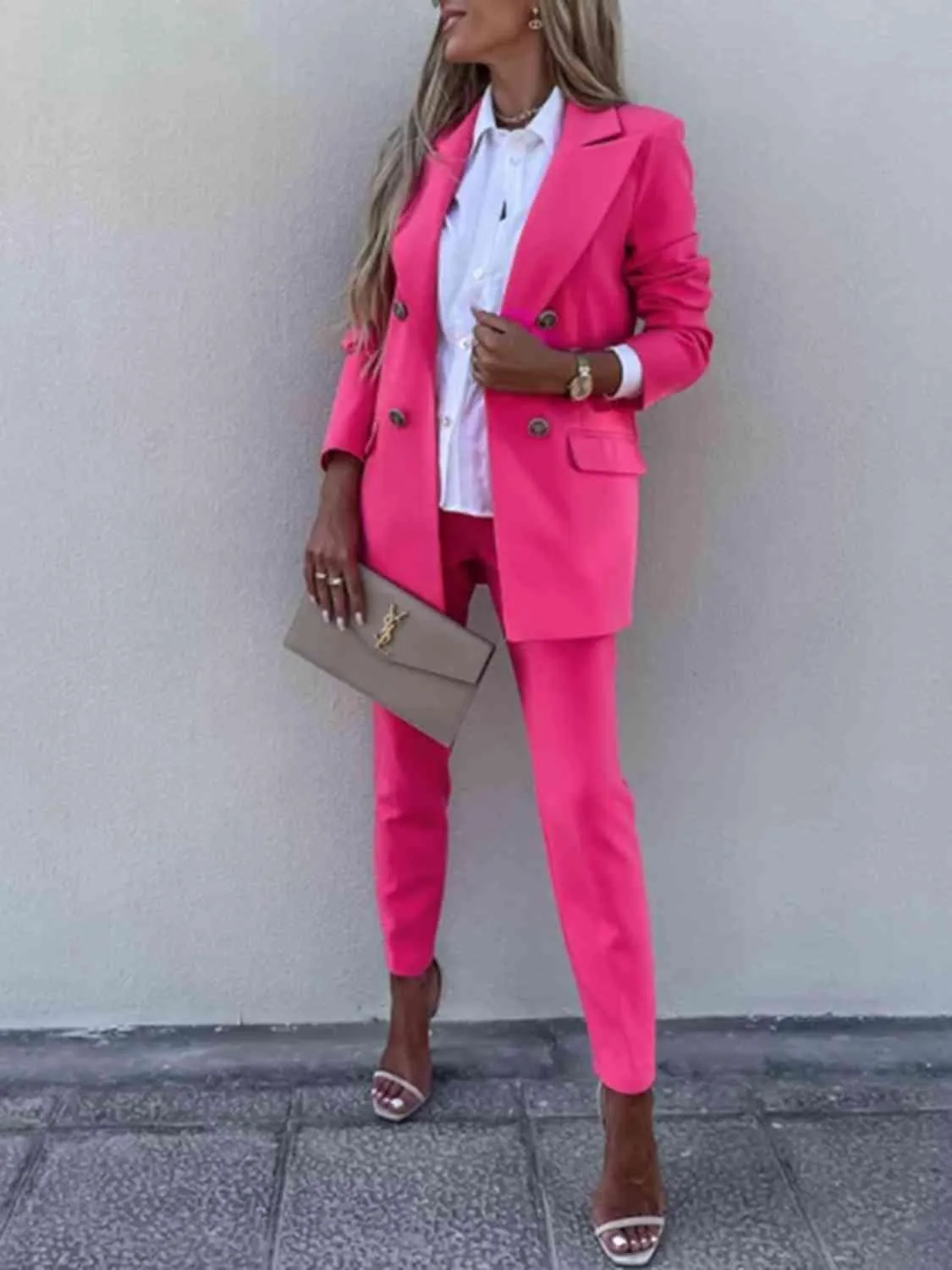 Corporate Chic Long Sleeve Blazer and Pants Set