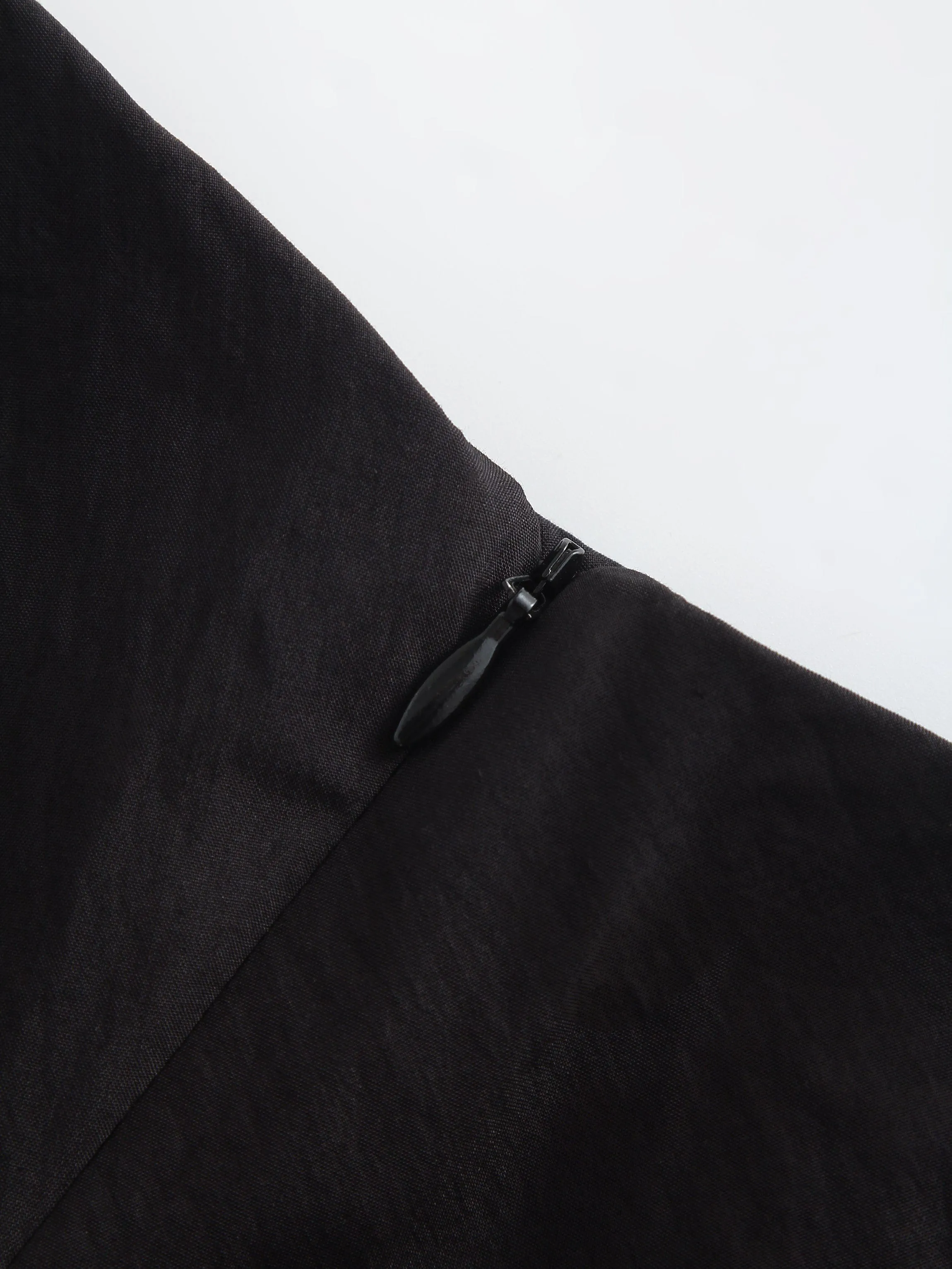 Crinkle Cotton Skirt 38"-Black