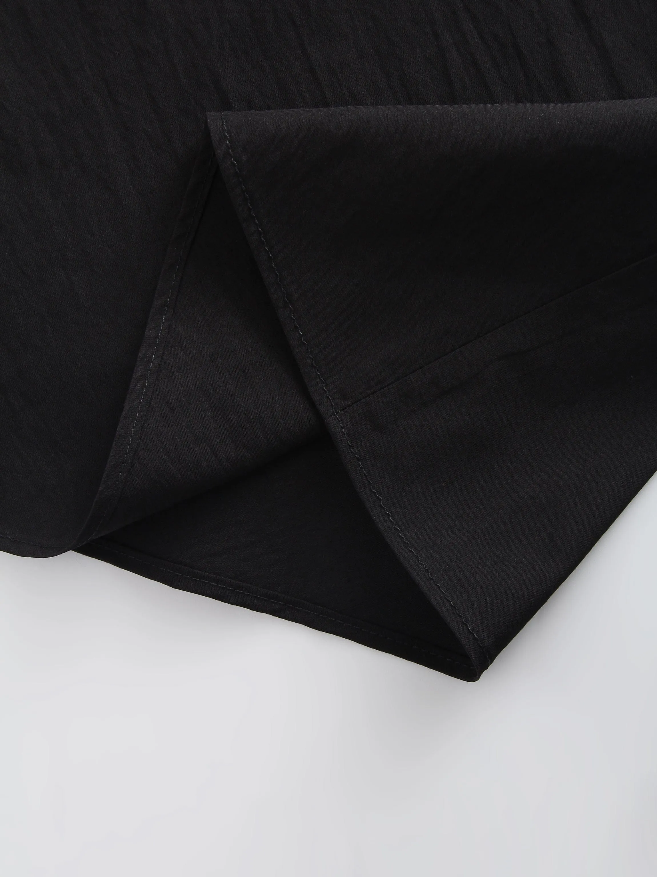 Crinkle Cotton Skirt 38"-Black