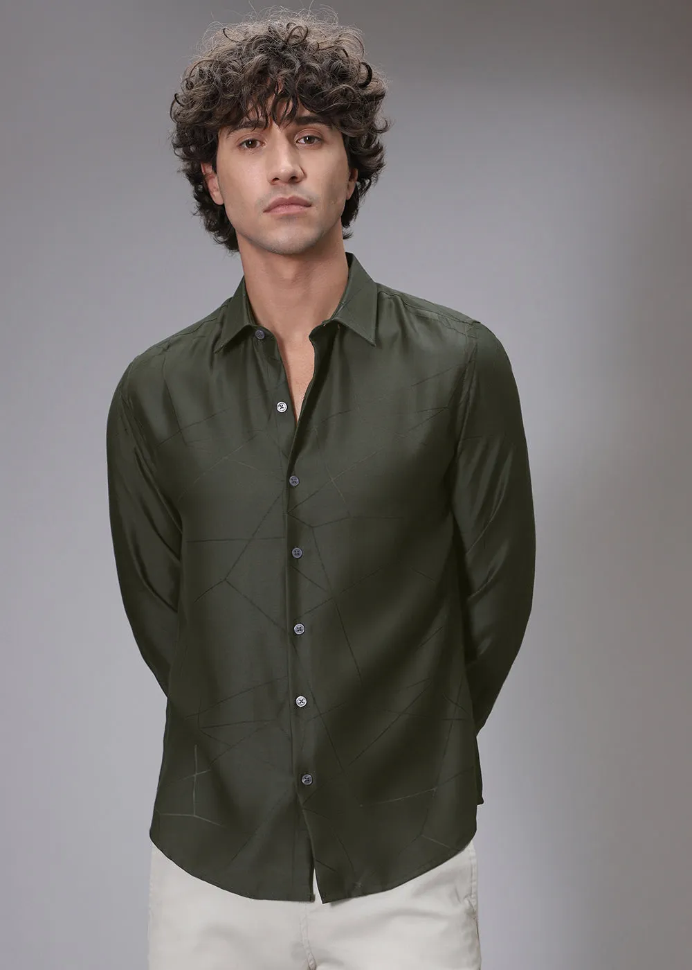 Dark Olive Lazer Cut Shirt