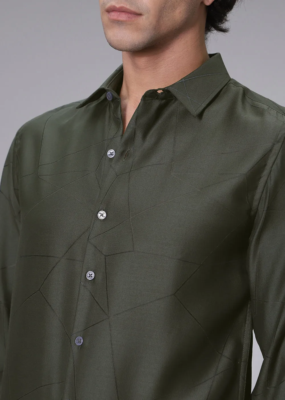 Dark Olive Lazer Cut Shirt