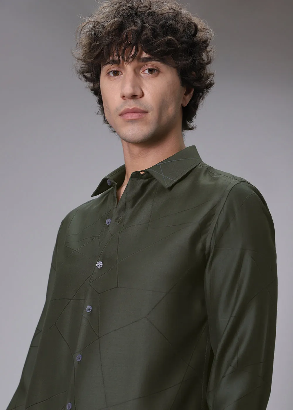 Dark Olive Lazer Cut Shirt