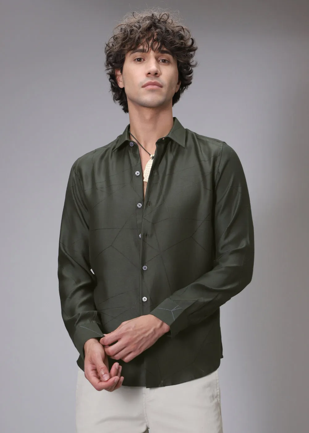 Dark Olive Lazer Cut Shirt