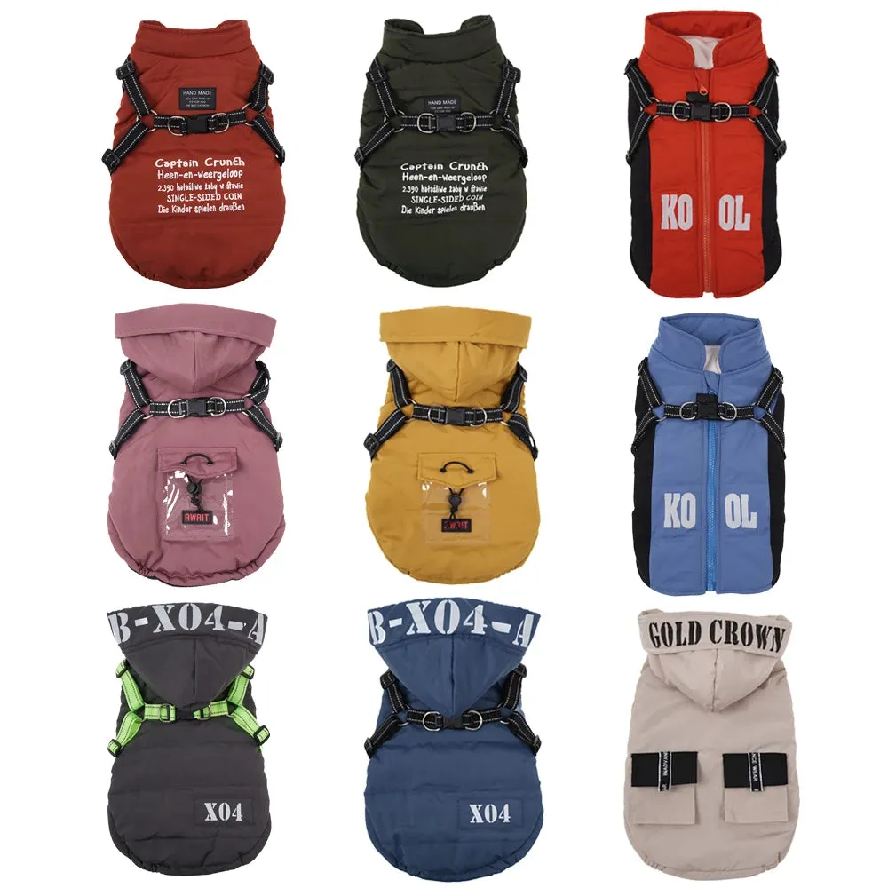 Dozzy Dog Waterproof Winter Jacket With Harness