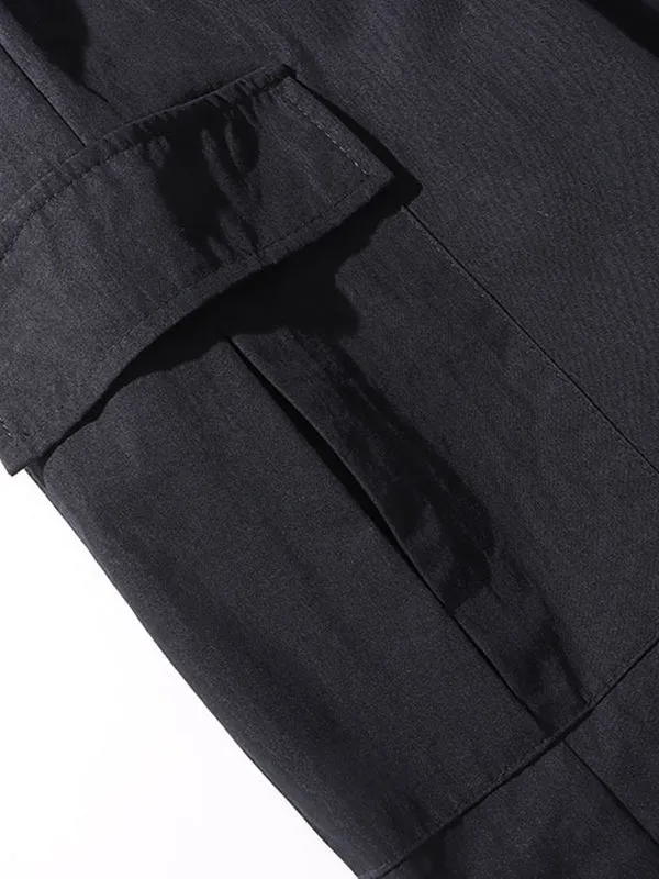 Drawstring Elasticity Pockets Split-Back Split-Joint A-Line Loose Skirts Bottoms