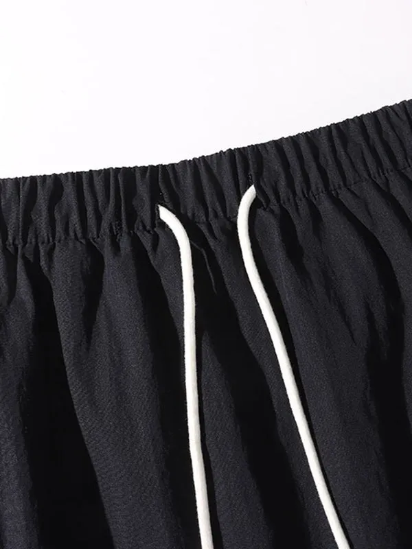 Drawstring Elasticity Pockets Split-Back Split-Joint A-Line Loose Skirts Bottoms