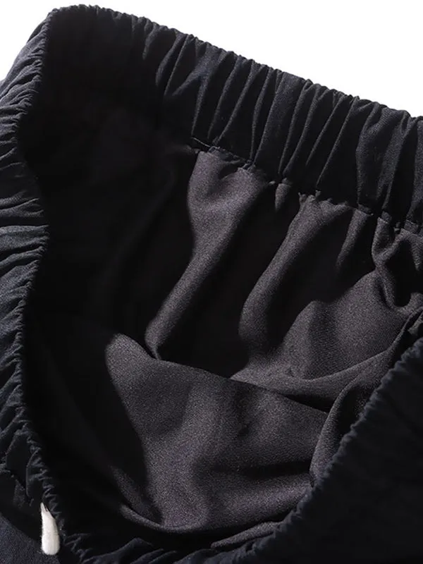 Drawstring Elasticity Pockets Split-Back Split-Joint A-Line Loose Skirts Bottoms