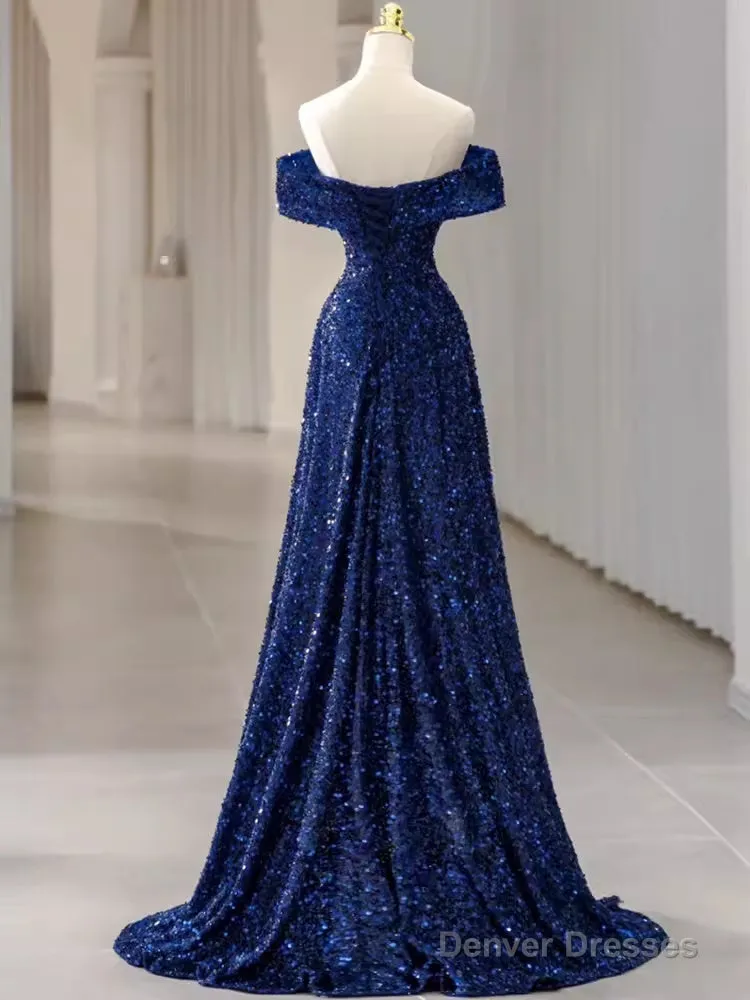 Elegant A Line Off The Shoulder Royal Blue Prom Dresses Formal Evening Dress