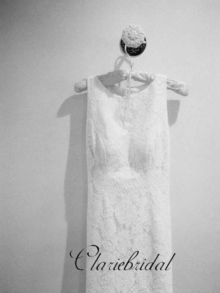Elegant Mermaid Lace Wedding Dresses, Open Back Wedding Dresses